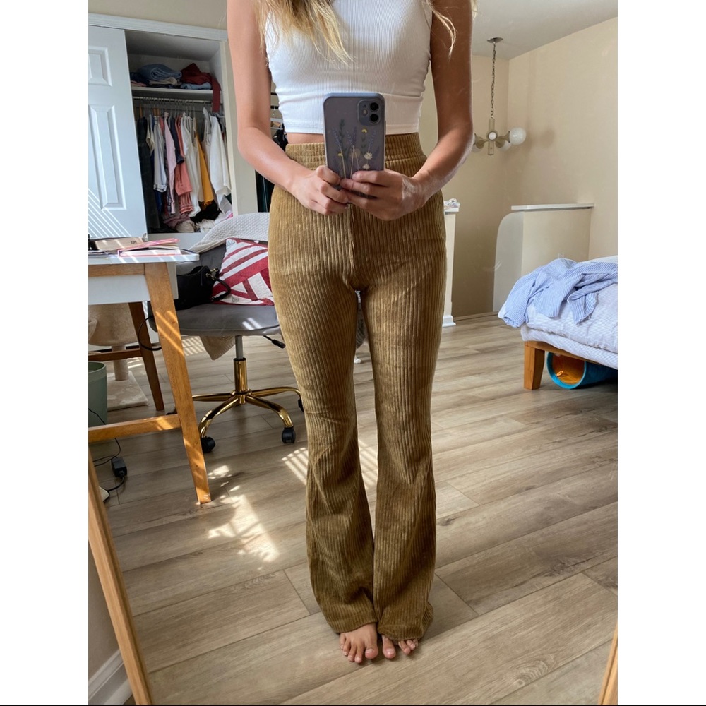 Aerie Groove-On Velour High-Waisted Flare Pants